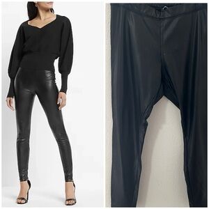 Express Women’s Size Large Black High Waist Faux Leather Leggings Spandex EUC